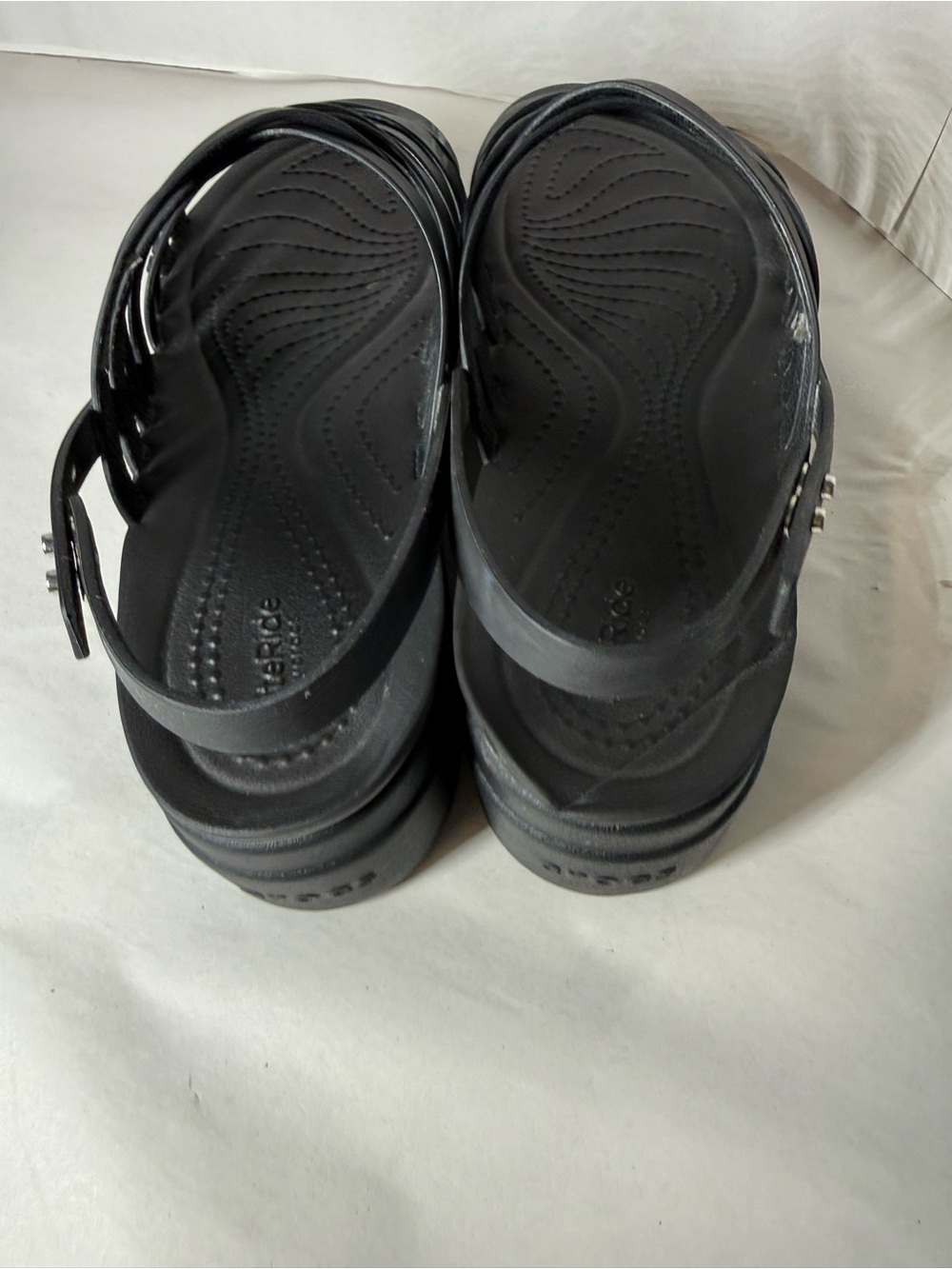 Crocs Literide Brooklyn Womens 8 Platform Wedge Black Casual Comfort Strappy - Picture 3 of 9